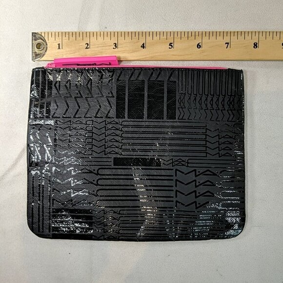 M.A.C. MAC Cosmetics Bag Black Pink Pouch 7.5" x 6" Makeup Jewelry Travel Zip - Picture 11 of 12